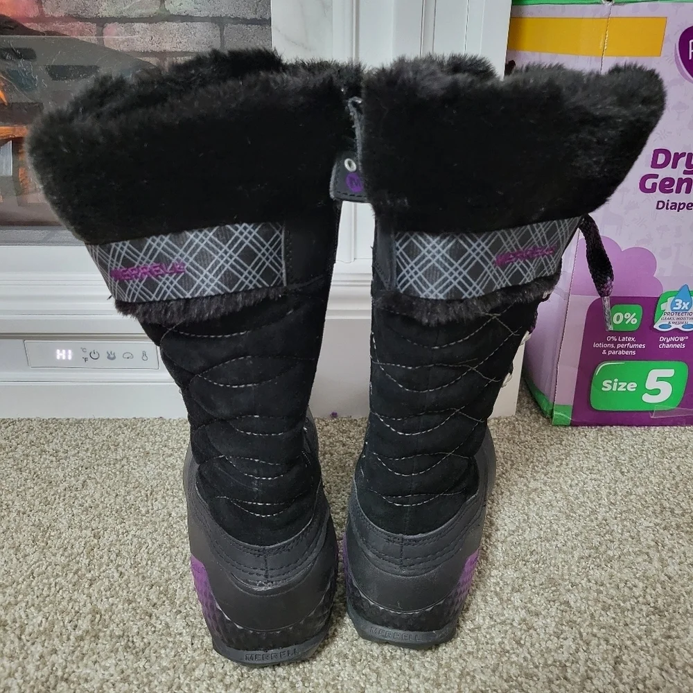 Merrell Women's Black and Purple Winterbelle Opti-warm Boots, Size 7.5